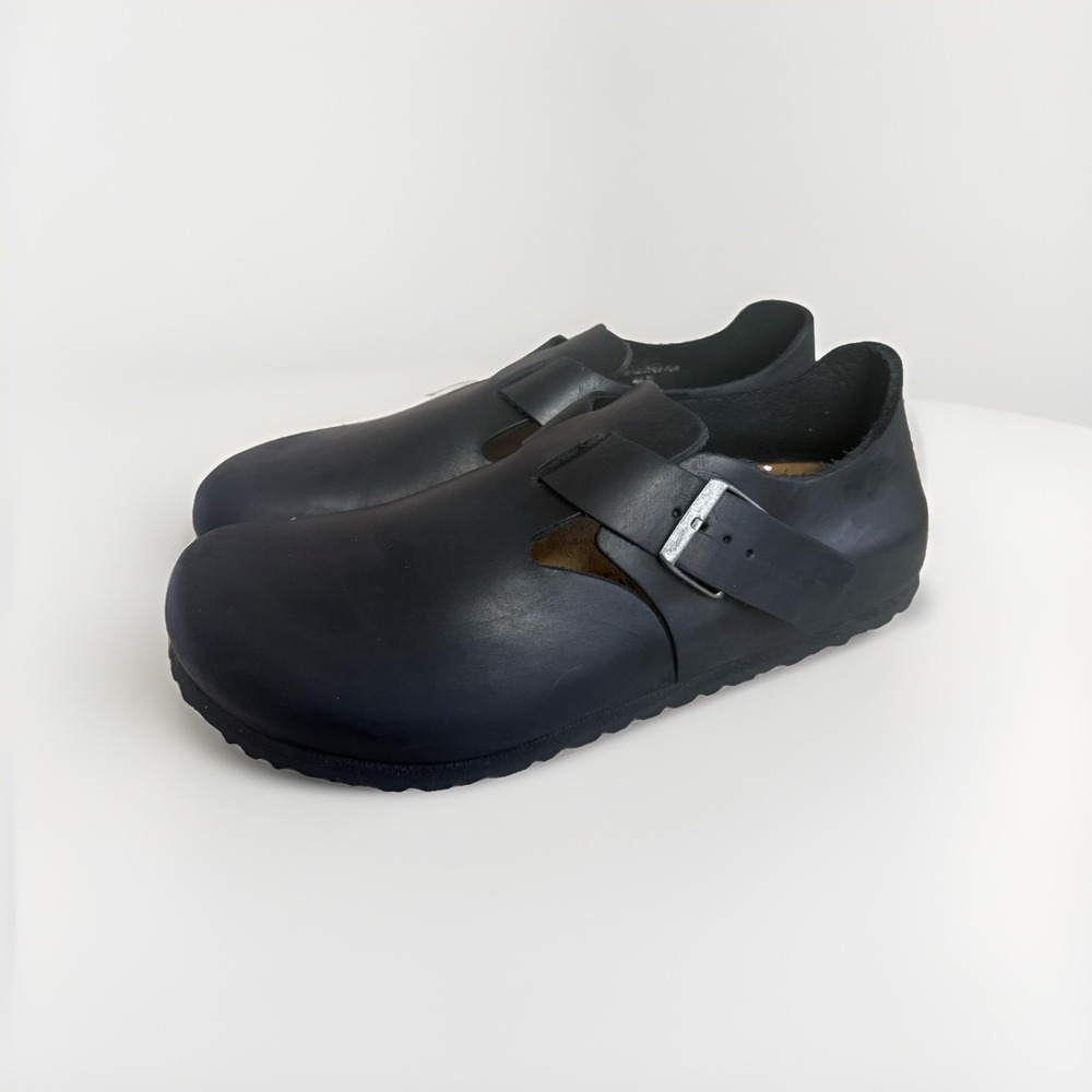 Birkenstock London Oiled Clogs Shoes Men's 44 EU (US 11-11.5) Black Leather